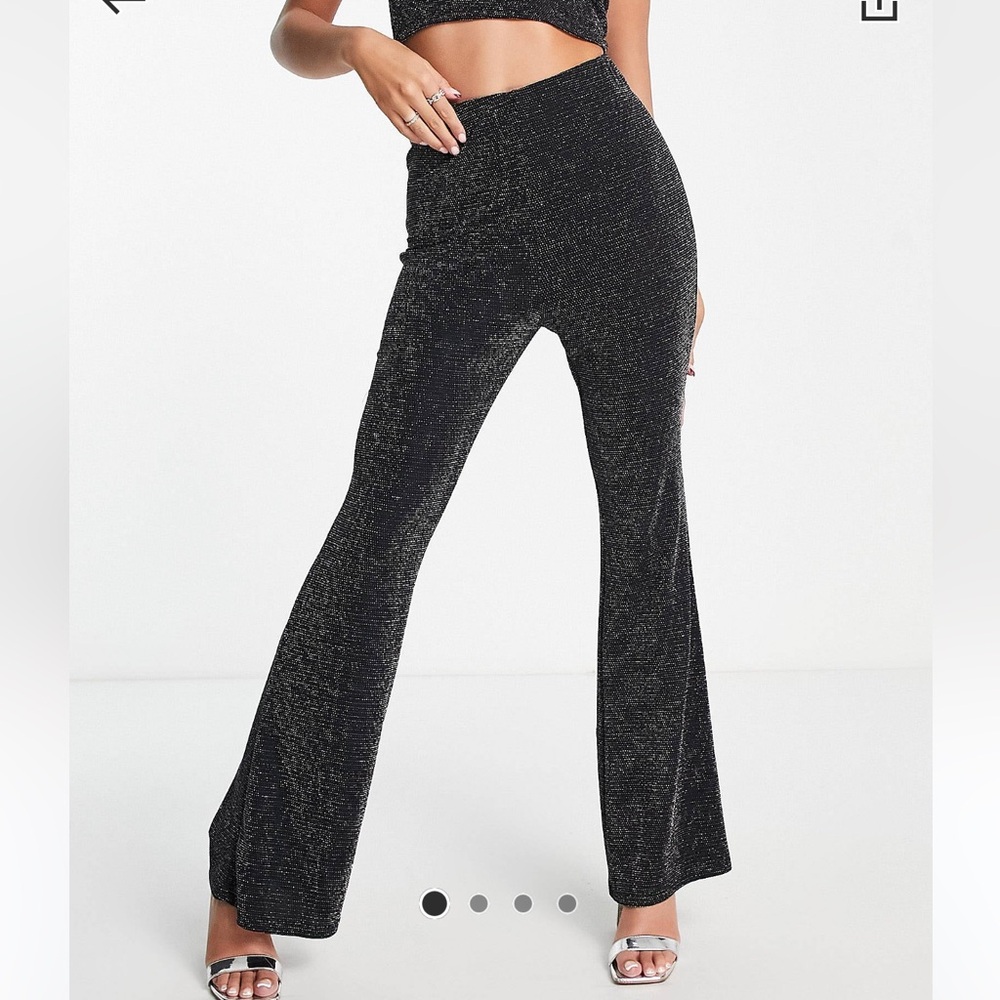Mango high waisted glitter flare pants
